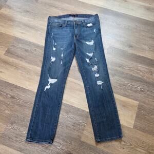 Angry Rabbit Distressed Jeans Womens 29/9 Blue Straight Leg Denim Ripped